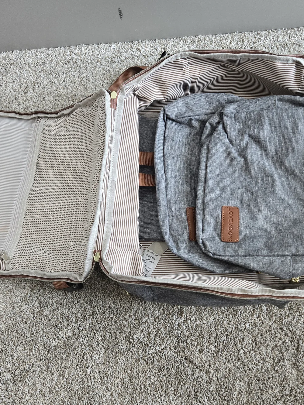 Loveook-Grey Canvas Travel Backpack with Brown Accents